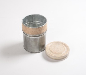 Low MOQ Factory Price Handmade Galvanized Iron Jar <b>With</b> Wooden <b>Lid</b> <b>Storage</b> <b>Box</b> Manufacturer Wholesaler - Product Image 3