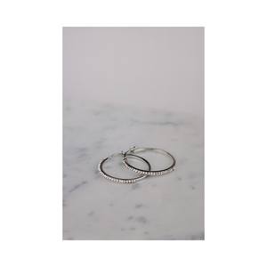 Pendientes de Aro Redondos de Cristal Blanco de Alta Calidad al por Mayor, Blancos de 20 mm, Chapados en Oro de 18 Quilates, Plata de Ley 925 - Product Image 2