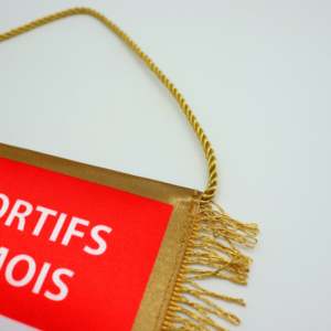 Custom Portable Pentagonal Cut Gold Fringed Double Sided Crystal Satin Pennant <b>Banner</b> - Product Image 3