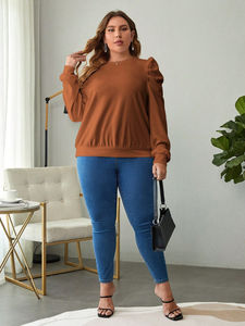 เสื้อสเวตเตอร์แบบสวมหัวของผู้หญิงเสื้อกันหนาวถักวาฟเฟิลวาฟเฟิลสีพื้นสไตล์มุกกำหนดเอง - Product Image 3