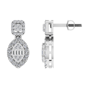 Pendientes de tuerca de diamante en forma de marquesa de moda para mujer, joyería de fiesta de diamantes de moissanita fina de platino 950, OEM ODM - Product Image 1