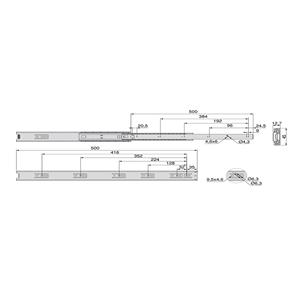Set di 5 guide per cassetti con estensione completa nera 45mm di altezza 600mm di profondità - Product Image 5