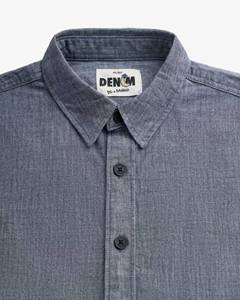 Camisa Vaquera Casual de Manga Larga para Hombre, Ajustada, Transpirable, Antiencogimiento, Cierre de un Botón, Cuello Camisero, Tejido Sólido, Otoño - Product Image 3