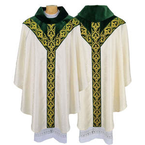 Chasuble catholique en polyester de qualité et brodé à la machine étole célébrant prêtre Vintage Robe robe Cape - Product Image 1