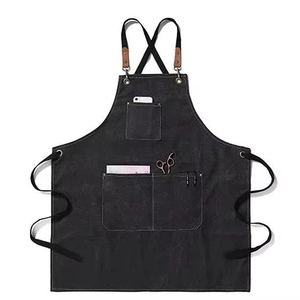 Delantales de Chef con logotipo personalizado para hombres y mujeres con bolsillos, delantal de cocina de trabajo de lona de algodón resistente para cafetería - Product Image 1