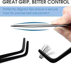 Pince à épiler de précision en acier inoxydable à pointe lisse pour l'application de cils en grappe DIY, outil personnalisable OEM - Product Image 3