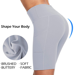 Pantalones cortos de motorista Lulu para mujer, pantalones cortos de Yoga de cintura alta con bolsillos, pantalones cortos atléticos para correr y entrenamiento con Control de barriga elástica - Product Image 2