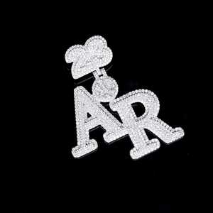 Colgante de Plata de Ley 925 Bañado en Rodio con Letra Personalizada Iced Out, Diseño Redondo, para Uso Unisex - Product Image 2