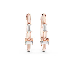Boucles d'oreilles pendantes en or rose 14 carats avec diamants de laboratoire taille bug-cut |   Vêtements de soirée |   Nouveau diamant cultivé - Product Image 1