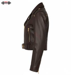 Chaquetas de Cuero 2025, Chaqueta Corta para Mujer, Cuero de Oveja Real de Alta Calidad, Cierre de Cremallera, Cinturón, Chaqueta de Cuero Genuino Personalizada para Mujer - Product Image 6