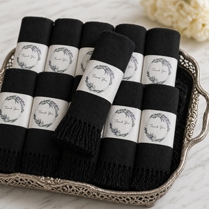 <b>Black</b> Pashmina Shawls Wedding Party Bridal <b>Wraps</b> Large Scarfs for Women Long Fashion Solid Shawl - Product Image 3