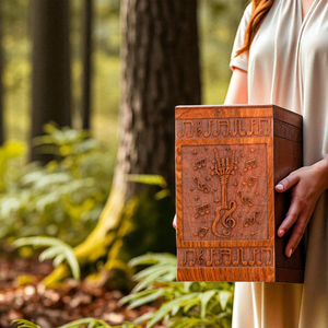 AYAANS-Urna de cremación cilíndrica de madera hecha a mano, contenedor de cenizas de madera maciza natural, urna funeraria para adultos - Product Image 5