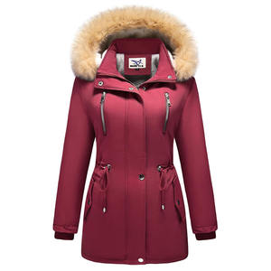 Vente chaude en gros, veste longue décontractée d'hiver pour femmes, capuche, fermeture éclair, parka chaude, coupe ajustée, manches longues, poche, manteau parka - Product Image 1