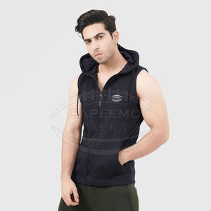 Men <b>Sleeveless</b> <b>Hoodie</b> Soft Breathable Polyester/Cotton Material Customizable Print Design for Gym Fitness Winter Outdoor - Product Image 2