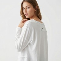 Pull-over en maille tricotée respirant à col rond asymétrique et volants pour femme, coupe classique, manches longues, idéal pour le printemps