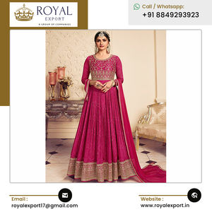 2023 nouvelle fête porter des vêtements ethniques concepteur imprimé soie mousseline de soie broderie travail robe pantalon & Dupatta à vendre - Product Image 6