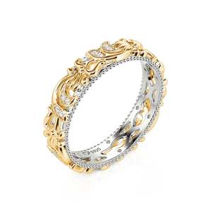 Bague d'anniversaire pour femme Jeulia en argent sterling bicolore avec motif floral sculpté - Product Image 2