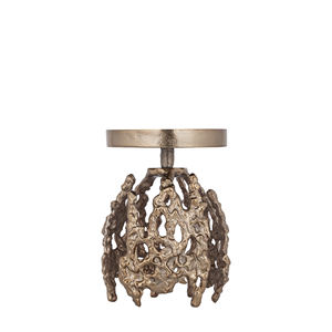 Bougeoir rond en métal brut doré élégant et tendance pour les décorations de Noël à la maison - Product Image 4