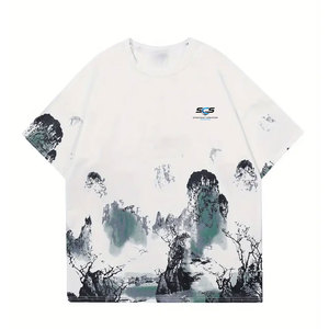 เสื้อยืดโอเวอร์ไซส์มีสไตล์สำหรับผู้ชาย วัสดุระบายอากาศได้ดี น้ำหนักเบา ทรงหลวม อินเทรนด์ สไตล์สตรีท ชุดลำลองแฟชั่นฤดูร้อน - Product Image 1