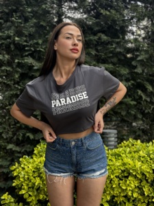 Wholesale Customizable Ladies' Oversized <b>Crop</b> <b>Top</b> Loose Fit Solid Color T-shirt Pure Cotton Summer Private Label OEM ODM Turkey - Product Image 3