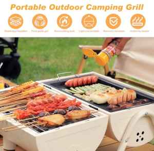 Parrilla Portátil de Carbón para Barbacoa, para Cocinar al Aire Libre en Casa, Juego de Parrilla Plegable Estilo Maletín - Product Image 4