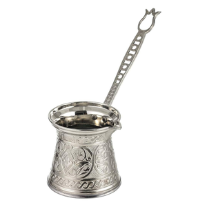 High Quality Brass <b>Turkish</b> Coffee <b>Pot</b> With Engraving Nickel Finished For Drinking Coffee Vintage <b>Turkish</b> Kettle Kitchenware - Product Image 3