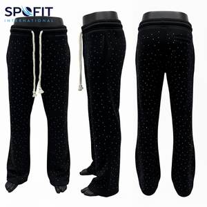 Pantalones Deportivos Anchos de Felpa Francesa con Pedrería, Transpirables y Ecológicos, Personalizados para Hombre, de Pierna Ancha, Cintura Doble, Estilo Casual - Product Image 1