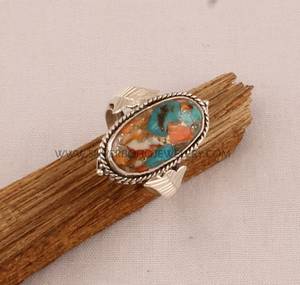 Bague en argent sterling 925 massif avec turquoise cuivrée pour homme et femme, bague en pierre précieuse ovale faite à la main - Product Image 6