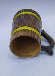 Mug en bois fait à la main en bois de manguier avec poignée en bois d'Inde pour - Product Image 2