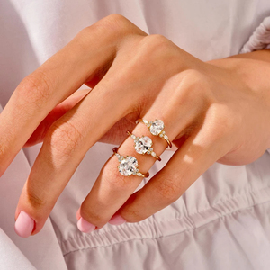 แหวนแต่งงานสุดหรูสำหรับผู้หญิง14K 18K สีโรสโกลด์ VVS ความคมชัดของห้องปฏิบัติการปลูกรูปไข่เพชรโมอิสได้รับการรับรอง - Product Image 5