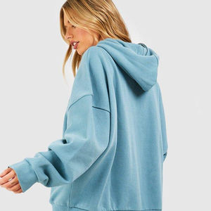 Sudadera con capucha de hombro caído de gran tamaño para mujer de alta calidad 100% Material de algodón transpirable ligero estampado de logotipo personalizado - Product Image 6