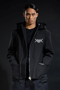 แจ็คเก็ตแฟชั่นไซเบอร์พังค์สำหรับผู้ชายเสื้อกันลมมีฮู้ดสีดำกันน้ำ - Product Image 2