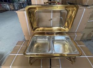 Catering Acero inoxidable Chafing Dish Buffet Set Roll Top Chafing Buffet Set Warmer Platos Estufa para la venta a África/UAE/Europa - Product Image 6