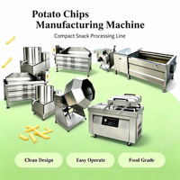Chaîne de production compacte de machines de transformation de légumes, ligne de traitement de snacks, friteuse semi-automatique, trancheuse, équipement d'assaisonnement, qualité alimentaire supérieure