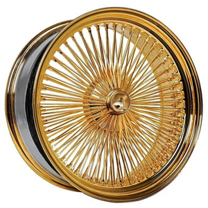 Gold Gunmetal Alloy Wire <b>Spoke</b> New Passenger Car <b>Wheel</b> Rim Vintage Lowrider Style Custom Replacement <b>Wheel</b> 20mm ET 4x100 PCD - Product Image 3