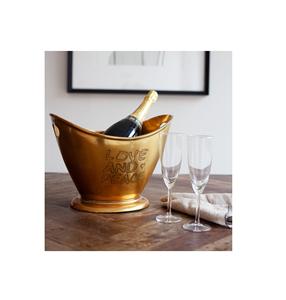 Cubo de hielo de diseño de madera y aluminio, Enfriador de champán, cerveza, vino, cuerno de vaca para cubo de hielo de acero con uso doméstico y restaurante, el mejor de 100% - Product Image 2