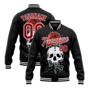 Chaqueta de lana personalizada para hombre ODM OEM con diseño de calavera estilo universitario bombardero de alta calidad - Product Image 5