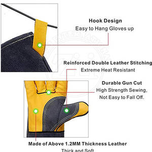 Gants de soudage professionnels en cuir, résistants aux éclaboussures de métal fondu, type A, compatibles TIG/MIG, doublure polaire - Bon prix - Product Image 4