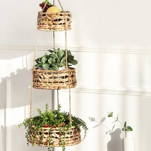 <b>Water</b> hyacinth fruit storage baskets natural hanging <b>container</b> basket for kitchen organization - Product Image 3