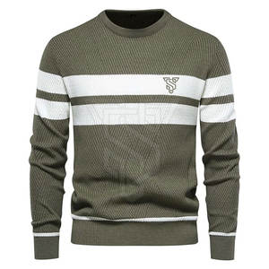 Meilleures ventes Sweat-shirt tricoté coupe ajustée et confortable pour homme, vêtements d'hiver décontractés avec motif uni - Product Image 1