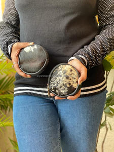 Véritable cheveux faits à la main sur la peau fourrure cuir porte-monnaie porte-monnaie rond porte-carte de crédit étui occidental élégant mignon petit portefeuille rond - Product Image 4