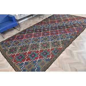 พรมตุรกีวินเทจ ขนาดใหญ่ 6x11.5 ฟุต พรมคิลิมสีแดงแบบไล่เฉด - Product Image 4