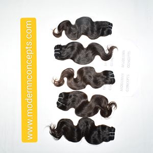 Extensiones de cabello humano natural con brillo negro, cabello humano de templo indio Bodywave, cutícula cruda alineada, extensiones de cabello humano para mujeres - Product Image 4