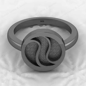 925 Sterling Silver Yin Yang Symbol Blank Bezel Semi Mount Setting <b>Ring</b> Good <b>for</b> Resin <b>Ashes</b> Work Keepsake Breastmilk Jewelry - Product Image 4