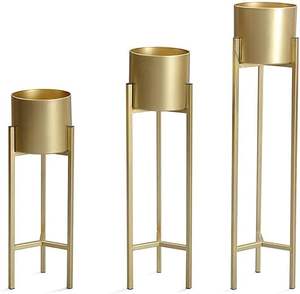 กระถางต้นไม้โลหะขัดเงาที่มีความต้องการสูงสำหรับตกแต่งบ้านในสวนส่งตรงมาจากอินเดียโดยงานฝีมือจาก HF - Product Image 1