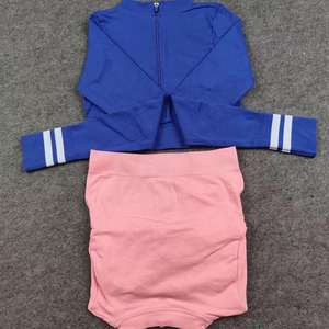 Women's Casual Embroidered <b>Sexy</b> Workout Joggers & Legging Track Suit Set with Zipper Seamless Long Sleeve <b>Crop</b> <b>Top</b> - Product Image 6