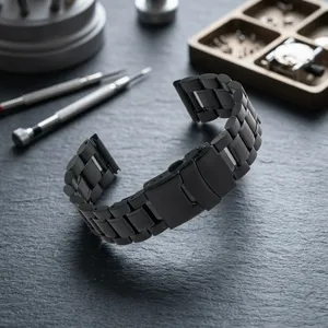 Bracelet de montre intelligent unisexe de luxe GD016 en acier inoxydable noir avec boucle en acier inoxydable, bracelet de montre réglable, pièces de montre - Product Image 4