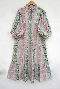 Unique Style Design Hot Selling <b>Rayon</b> Solid A-line Mini Maxi <b>Dress</b> with Floral Design for Women Wearing Uses by Indian Exporter - Product Image 6