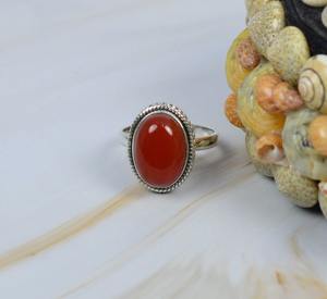 Estilo bohemio 925 plata esterlina sólida anillo hecho a mano Jesper Natural Coral corte ovalado tendencia joyería de boda de moda 925 - Product Image 3