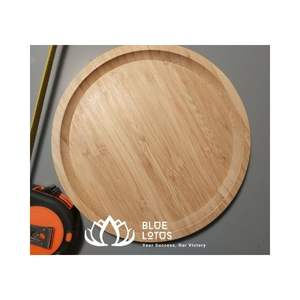 Bandeja de madera de bambú para servir fruta, aperitivos, té, pasteles, platos para servir platillos con rectángulo redondo, borde delgado y más formas - Product Image 6
